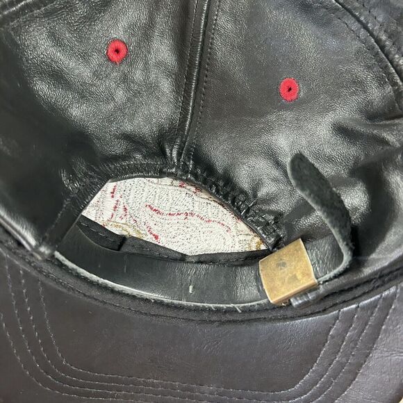 Vintage 1998 Detroit Red Wings Hat Strapback NHL Stanley Cup Black Leather Cap - Picture 2 of 8